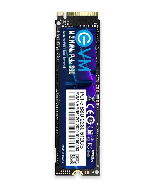 EVM 512GB Internal SSD – M.2 NVMe PCIe (2280) – High-Speed Performance Up to 1800MB/s Read & 1000MB/s Write Speed with Low Power Consumption – Compatible with Gaming PCs & High-Performance Workstations- 5 Year Warranty (EVMNV/512GB)